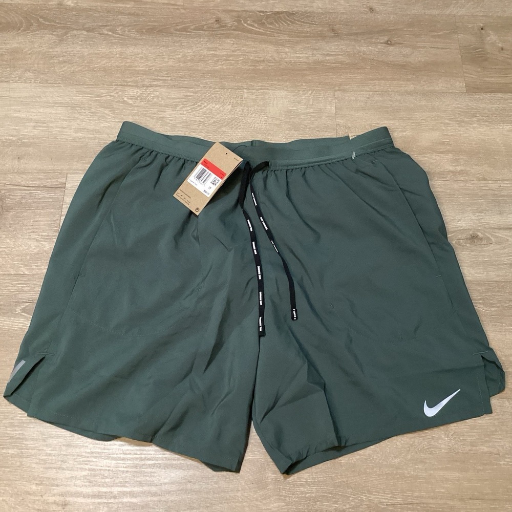 Nike Shorts Mens S L Vintage Green Flex Stride Running 7" Dri Fit Brief Lined